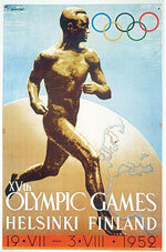 Offisiell plakat fra OL i Helsinki 1952.